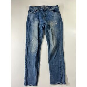Universal Thread Jeans Womens 4/27R Blue Distressed Raw Hem Slim Straight Leg